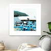 "Boats" Matted and Framed White 30x30 Wall Art