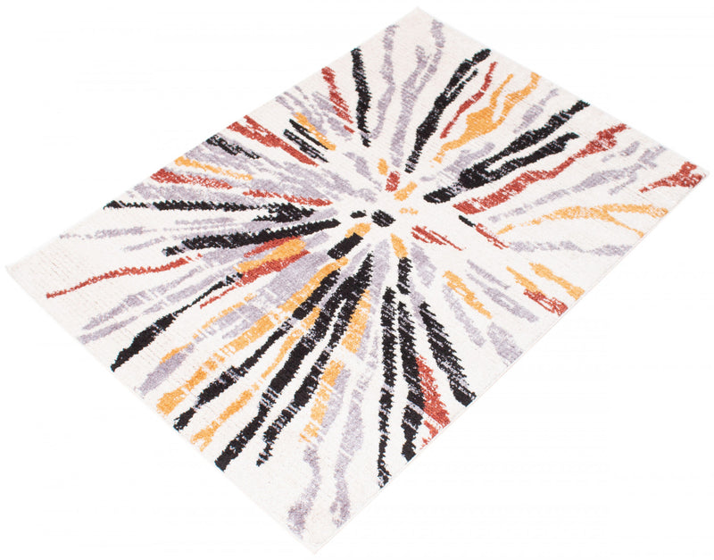 Paloma Sunburst Black, White Area Rug - 5'3\" x 7'3\"