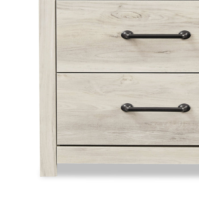 Abby 5pc Bedroom Set with Panel Bed, Dresser & Mirror, LED, USB, White - Queen Size