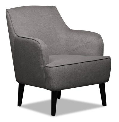 Aimy Linen-Look Fabric Accent Chair - Dark Grey - {Modern}, {Retro} style Accent Chair in Dark Grey {Plywood}, {Solid Woods}