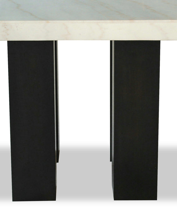 Cami 7pc Counter-Height Dining Set with Table & 6 Grey Chairs, Genuine Marble Top, 54\"W Square