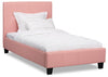 Chase Twin Bed – Pink - Contemporary style Bed in Pink Pine Solids and Faux Leather