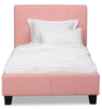 Chase Twin Bed – Pink - Contemporary style Bed in Pink Pine Solids and Faux Leather