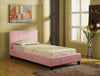 Chase Twin Bed – Pink - Contemporary style Bed in Pink Pine Solids and Faux Leather