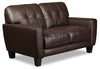 Curt Genuine Leather Loveseat - Brown - {Modern}, {Retro} style Loveseat in Brown {Solid Woods}