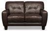 Curt Genuine Leather Loveseat - Brown - {Modern}, {Retro} style Loveseat in Brown {Solid Woods}