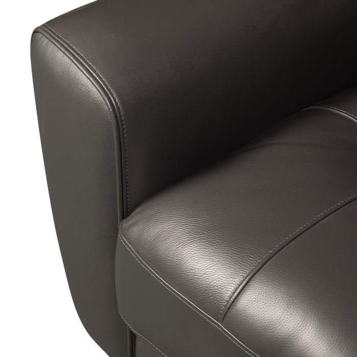 Curt 63\" Genuine Leather Loveseat with Button Tufting - Grey