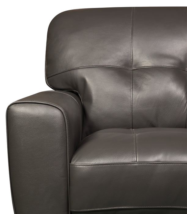Curt 63\" Genuine Leather Loveseat with Button Tufting - Grey