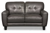 Curt Genuine Leather Loveseat - Grey - {Modern}, {Retro} style Loveseat in Grey {Solid Woods}