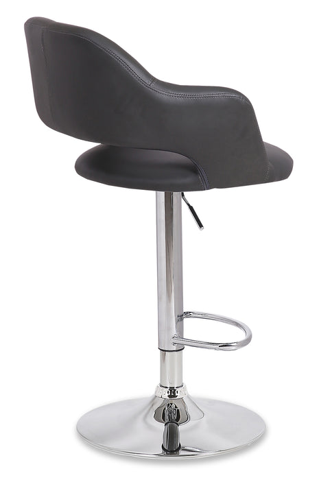 Finn Barstool with Swivel & Adjustable Seat, Vegan Leather Fabric, 23-31.5\"H, Metal - Grey