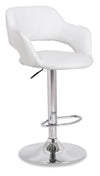 Finn Barstool with Swivel & Adjustable Seat, Vegan Leather Fabric, 23-31.5\"H, Metal - White