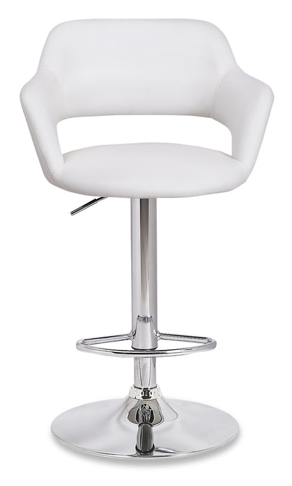 Finn Barstool with Swivel & Adjustable Seat, Vegan Leather Fabric, 23-31.5\"H, Metal - White