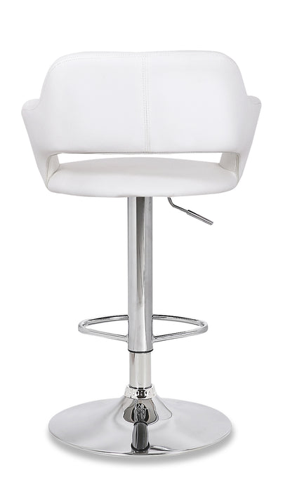 Finn Barstool with Swivel & Adjustable Seat, Vegan Leather Fabric, 23-31.5\"H, Metal - White