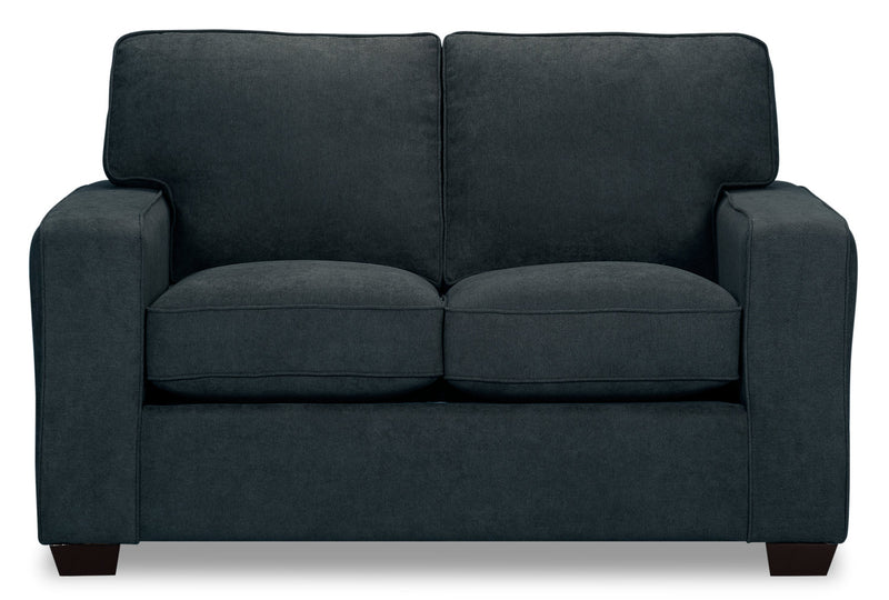 Made in Canada Fiona 58\" Chenille Fabric Loveseat with Track Arms - Navy Blue