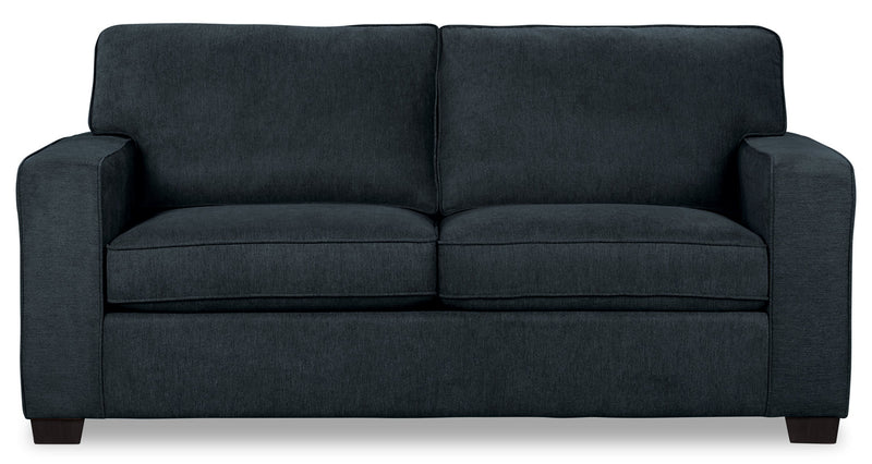 Made in Canada Fiona 74\" Chenille Fabric Full-Size Sofa Bed with Track Arms - Navy Blue
