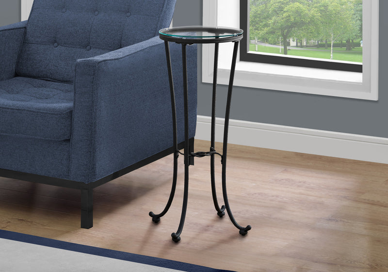 Hammered Black Metal with Tempered Glass Accent Table