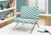 Teal Chevron Fabric and Chrome Metal Accent Chair