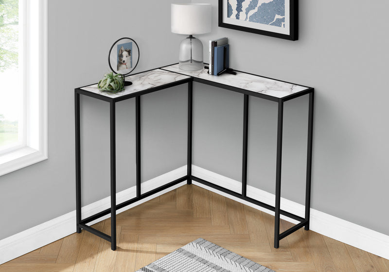 White Marble-look Black Console Table