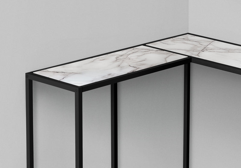 White Marble-look Black Console Table