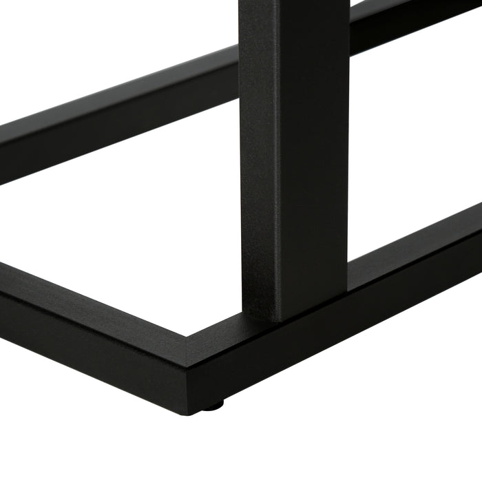 Grey Reclaimed Wood-look Black Metal Side Table