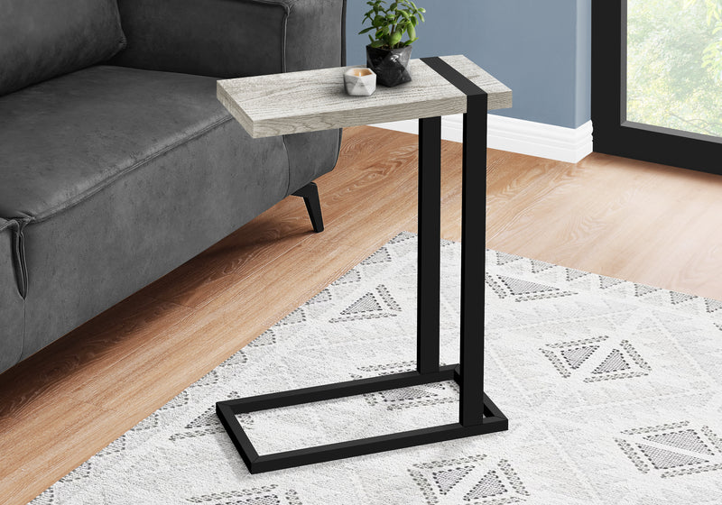 Grey Reclaimed Wood-look Black Metal Side Table