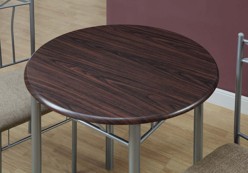 3pcs Set Espresso Silver Metal Dining Set