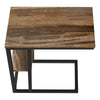 Medium Brown Reclaimed Wood-look black Metal Side Table