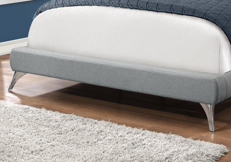 Queen Size Grey Linen with Chrome Legs Bed