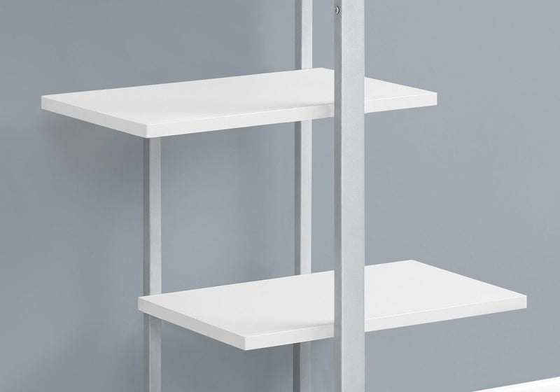 White Silver Metal Bookcase