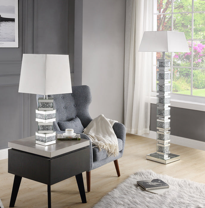 Memphis 54.3\" Glam Floor Lamp with Glass, Mirror and Acrylic Crystals