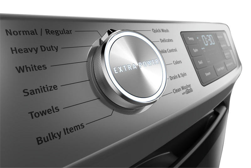 Maytag Front-Load 5.5 Cu. Ft. Washer with Extra Power and 7.3 Cu. Ft. Electric Steam Dryer – Slate