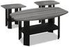 Rosario 35.5\" Modern 3-Pack Coffee + 2 End Tables with Shelf - Grey and Black 