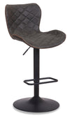 Seth Barstool with Swivel & Adjustable Seat, Vegan Leather Fabric, 23-31\"H, Metal - Grey
