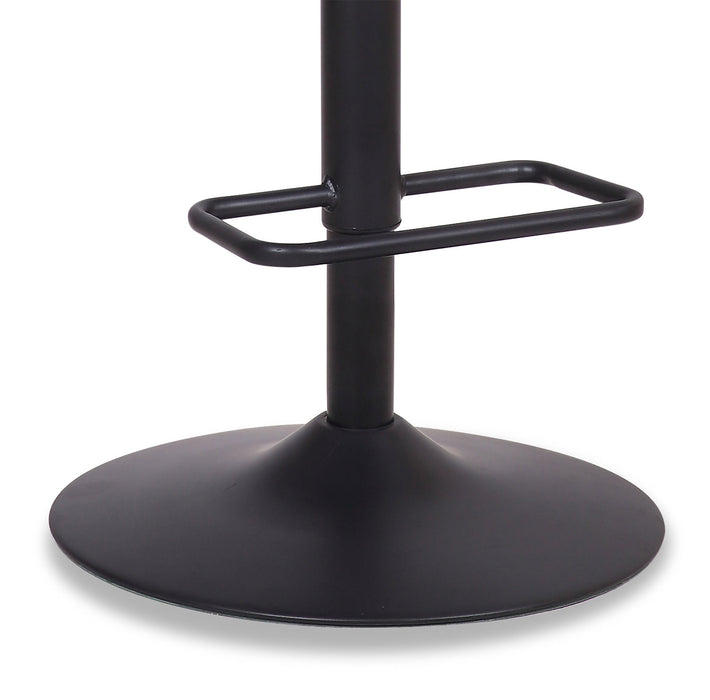 Seth Barstool with Swivel & Adjustable Seat, Vegan Leather Fabric, 23-31\"H, Metal - Grey