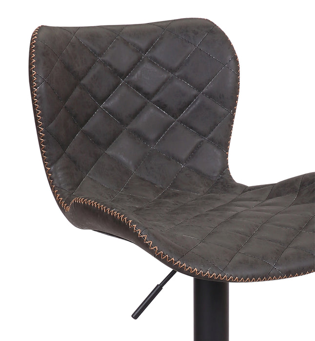 Seth Barstool with Swivel & Adjustable Seat, Vegan Leather Fabric, 23-31\"H, Metal - Grey