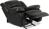Toreno Genuine Leather Power Recliner - Black - {Contemporary} style Chair in Black {Plywood}, {Solid Woods}