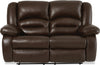 Toreno Genuine Leather Reclining Loveseat - Brown - {Contemporary} style Loveseat in Brown {Plywood}, {Solid Woods}