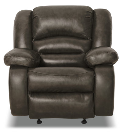 Toreno Genuine Leather Power Recliner - Grey - {Contemporary} style Chair in Grey {Plywood}, {Solid Woods}