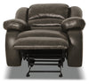 Toreno Genuine Leather Recliner - Grey - {Contemporary} style Chair in Grey {Plywood}, {Solid Woods}
