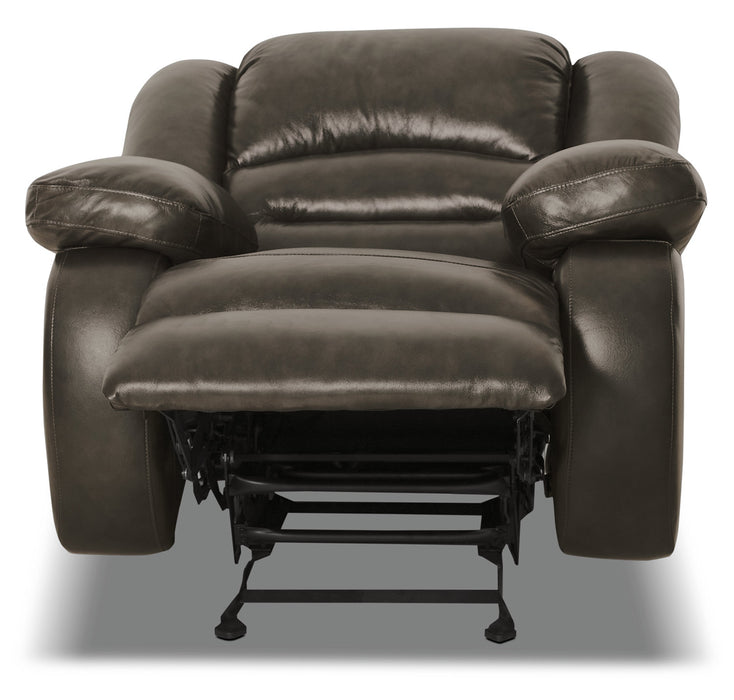 Toreno 42\" Genuine Leather Rocker Reclining Chair - Grey