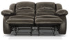 Toreno Genuine Leather Reclining Loveseat - Grey - {Contemporary} style Loveseat in Grey {Plywood}, {Solid Woods}
