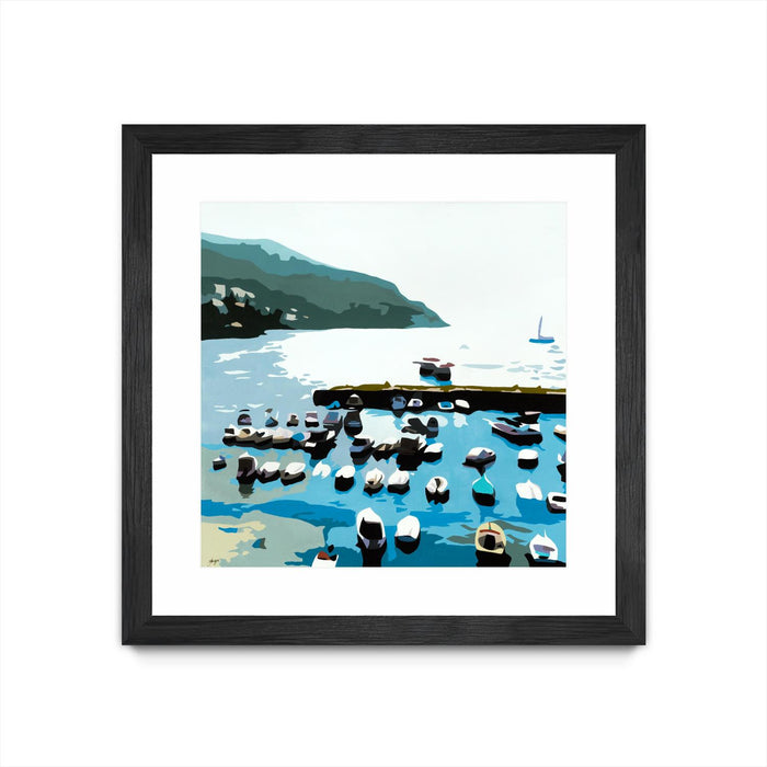 \"Boats\" Matted and Framed Black 36x36 Wall Art