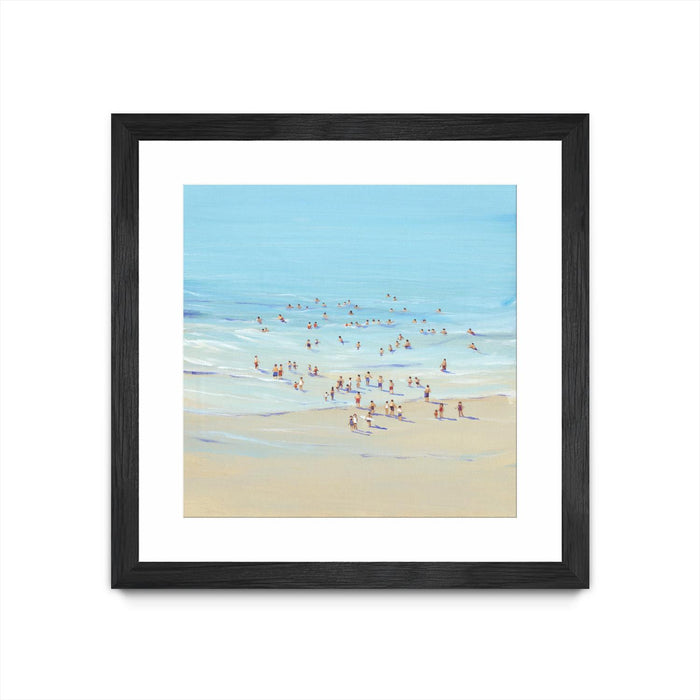 \"Beach Day I\" Matted and Framed Black 36x36 Wall Art