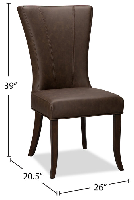 Bree Dining Chair with Vegan Leather Fabric - Brown