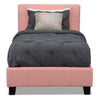 Chase Twin Bed – Pink - Contemporary style Bed in Pink Pine Solids and Faux Leather
