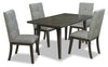 Chelsea 5-Piece Rectangular Dining Package - Grey - {Contemporary} style Dining Room Set in Grey {Rubberwood}