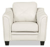 Andi Leather-Look Fabric Chair – Beige - Glam style Chair in Beige