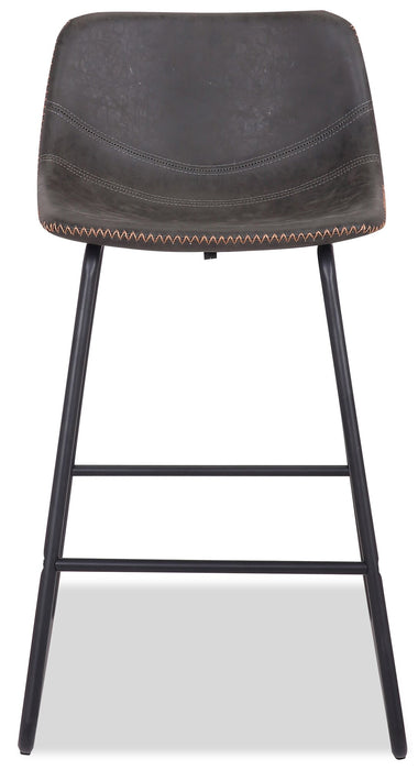 Coty Counter-Height Stool with Vegan Leather Fabric, 24\"H, Metal - Grey