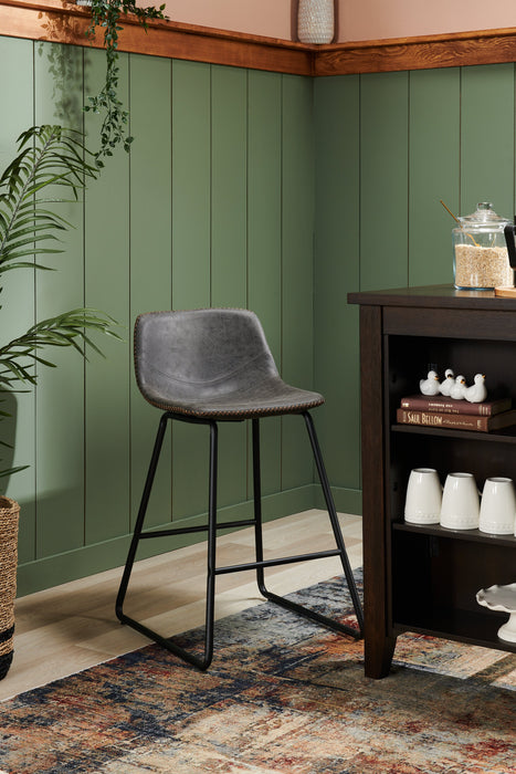 Coty Counter-Height Stool with Vegan Leather Fabric, 24\"H, Metal - Grey