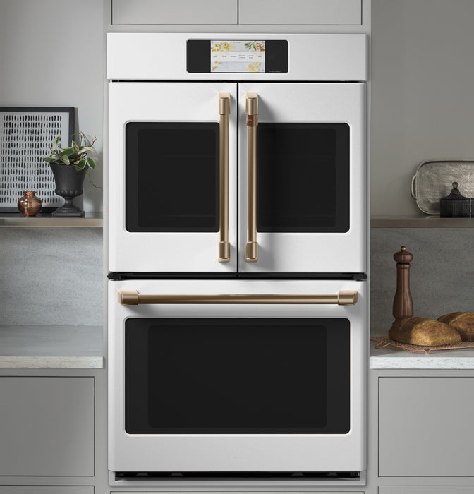 Cafe 30\" 10 Cu. Ft. Electric Double Wall Oven with True European Convection - Matte White - CTD90FP4NW2